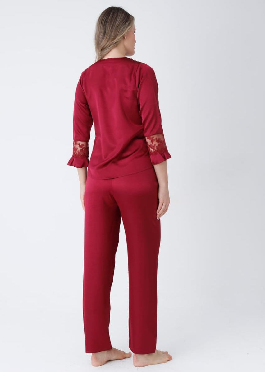 5 pieces long slit silk nighty