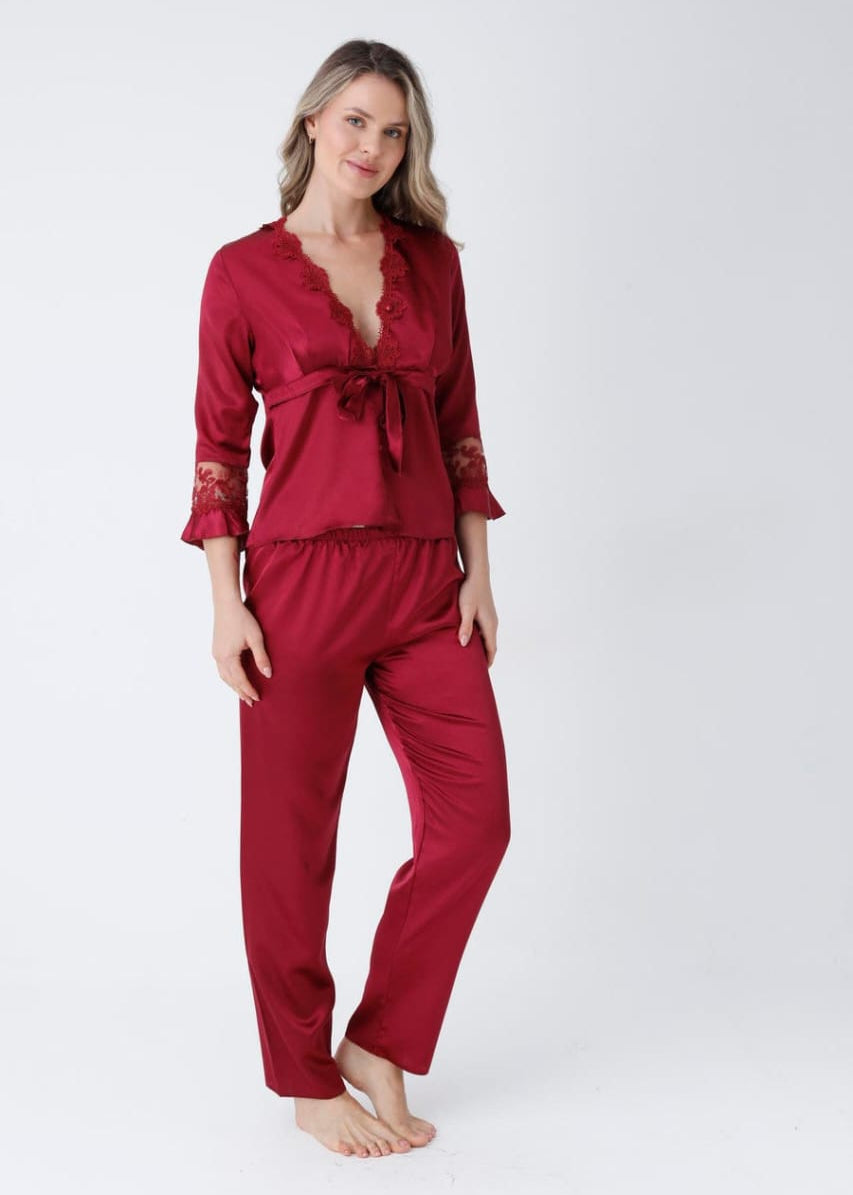 5 pieces long slit silk nighty