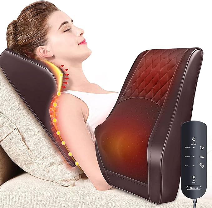 Shiatsu Massage Pillow with Heat – Cordless Neck & Back Pain Relief