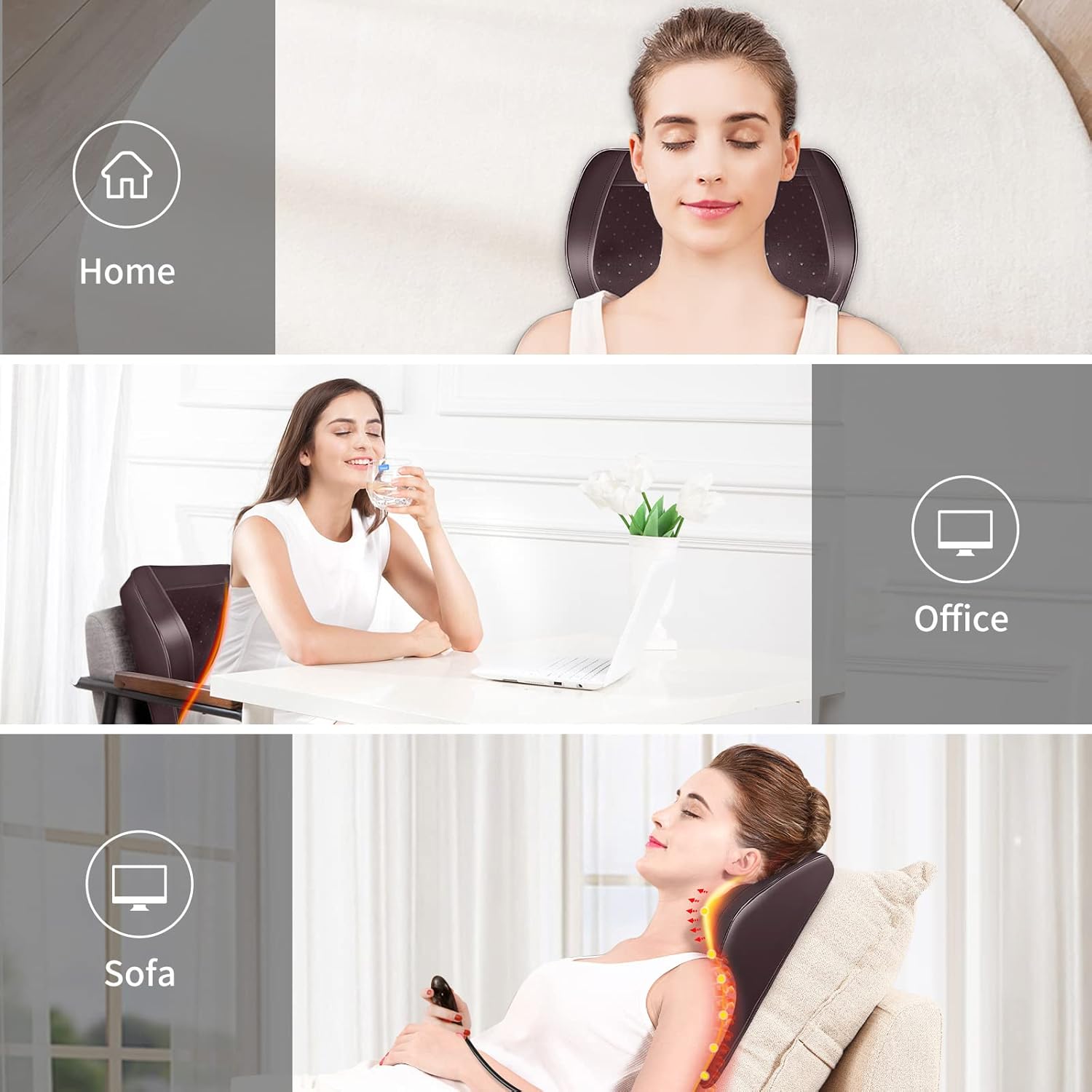 Shiatsu Massage Pillow with Heat – Cordless Neck & Back Pain Relief