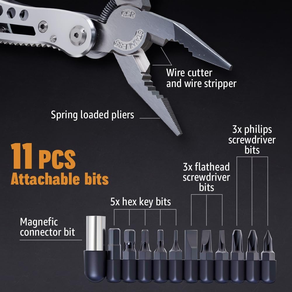 11-in-1 Stainless Steel Multitool – Compact EDC Tool for Camping & Repairs in UAE