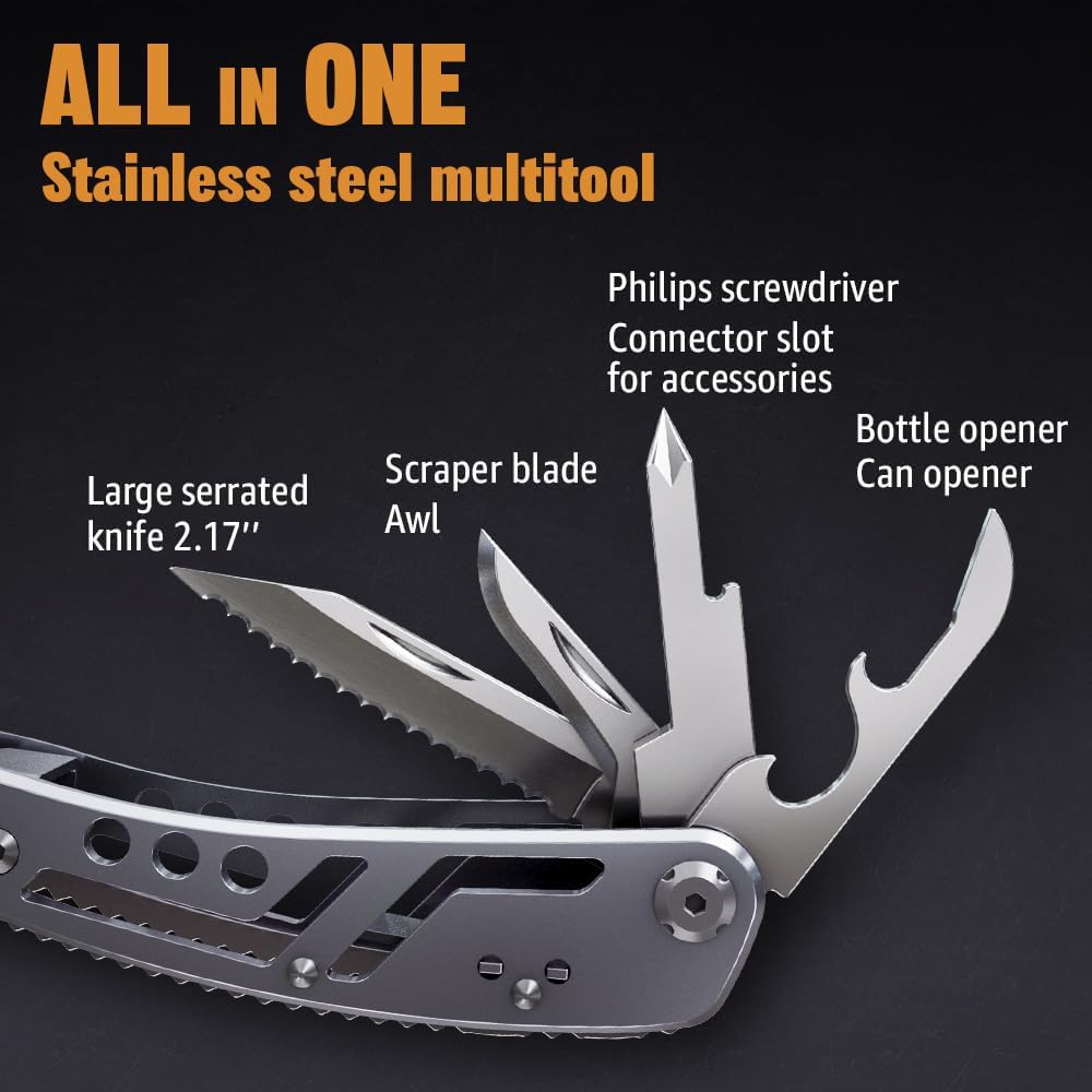 11-in-1 Stainless Steel Multitool – Compact EDC Tool for Camping & Repairs in UAE