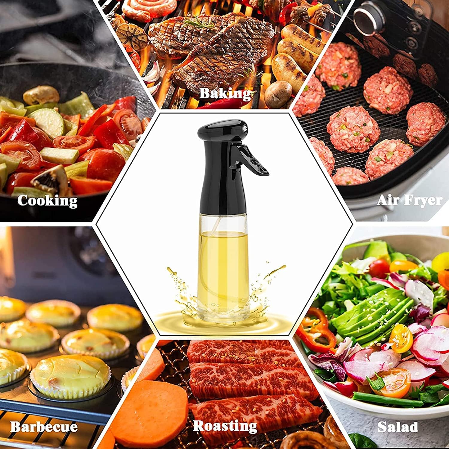 Oil Spray Bottle for Healthy Cooking – 200ml BPA-Free Mist for Air Fryer & Grilling