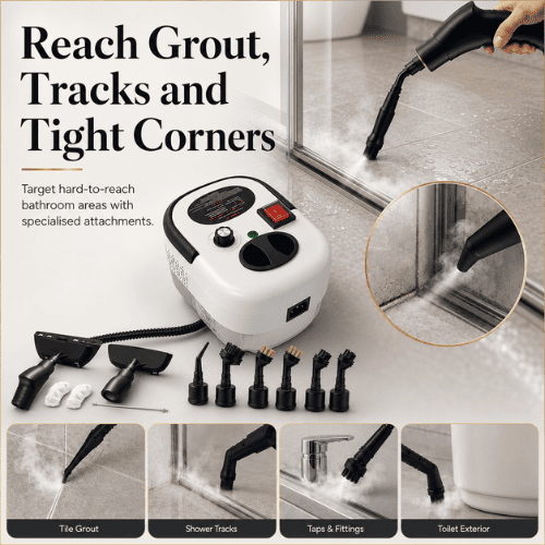 Portable Steam Cleaner Deep Clean Hard-to-Reach Areas without hours of scrubbing
