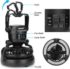2-in-1 Camping Lantern with Fan – LED Light, Battery Powered