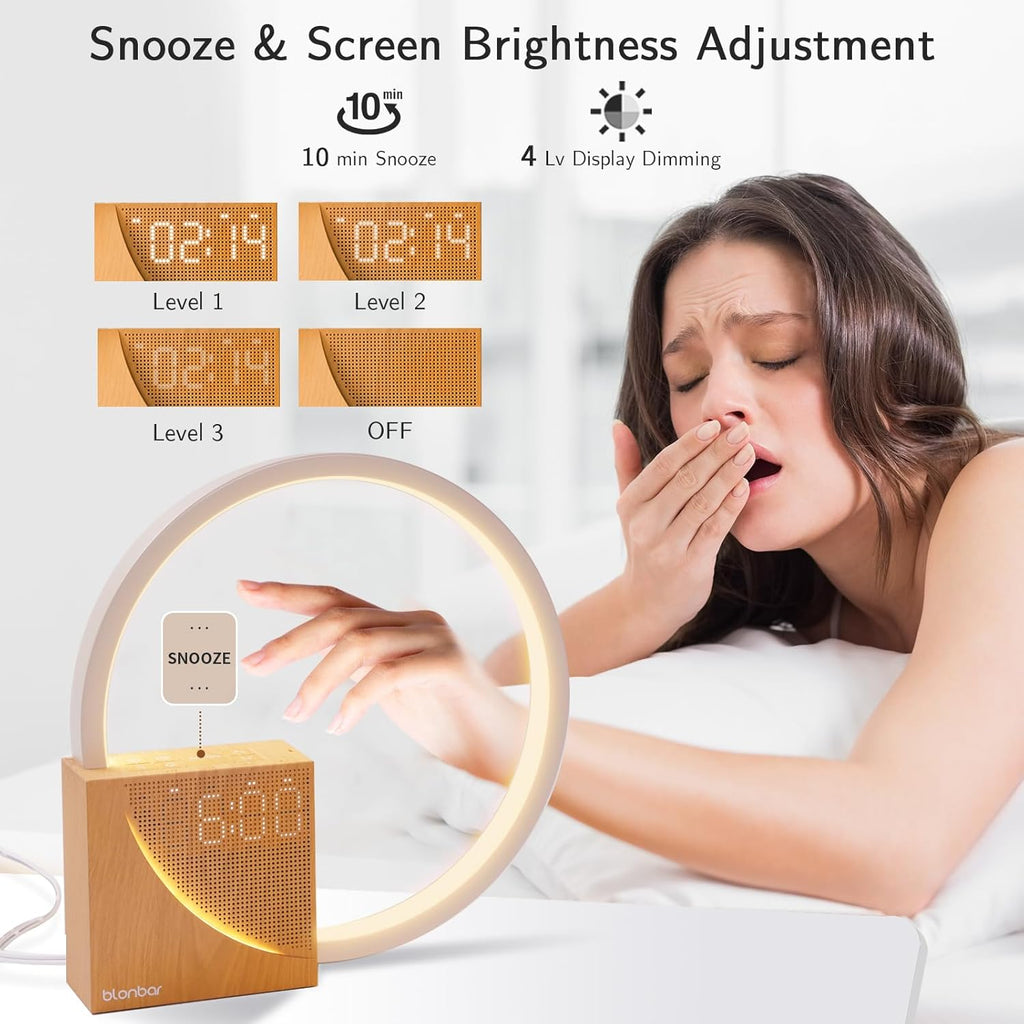 Smart Bedside Lamp with Alarm, Natural Sounds & USB – Touch Control Light UAE