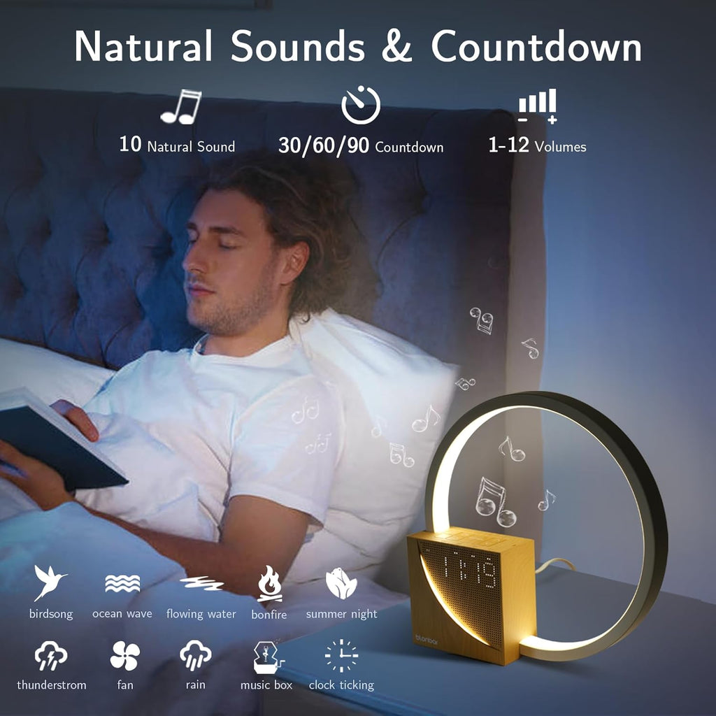 Smart Bedside Lamp with Alarm, Natural Sounds & USB – Touch Control Light UAE