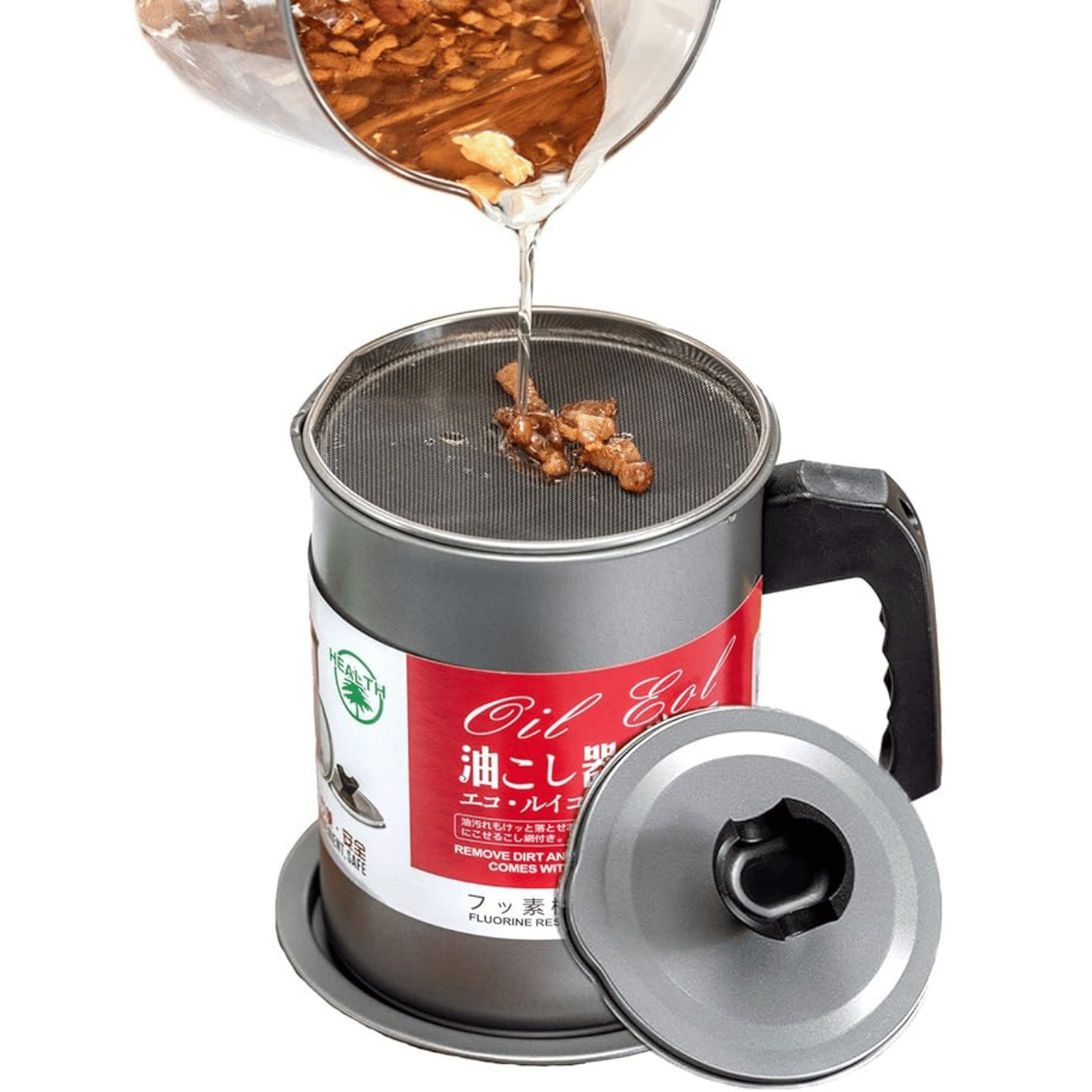 Oil Storage Container with Strainer – 1.4L Grease Keeper for Cooking & Frying
