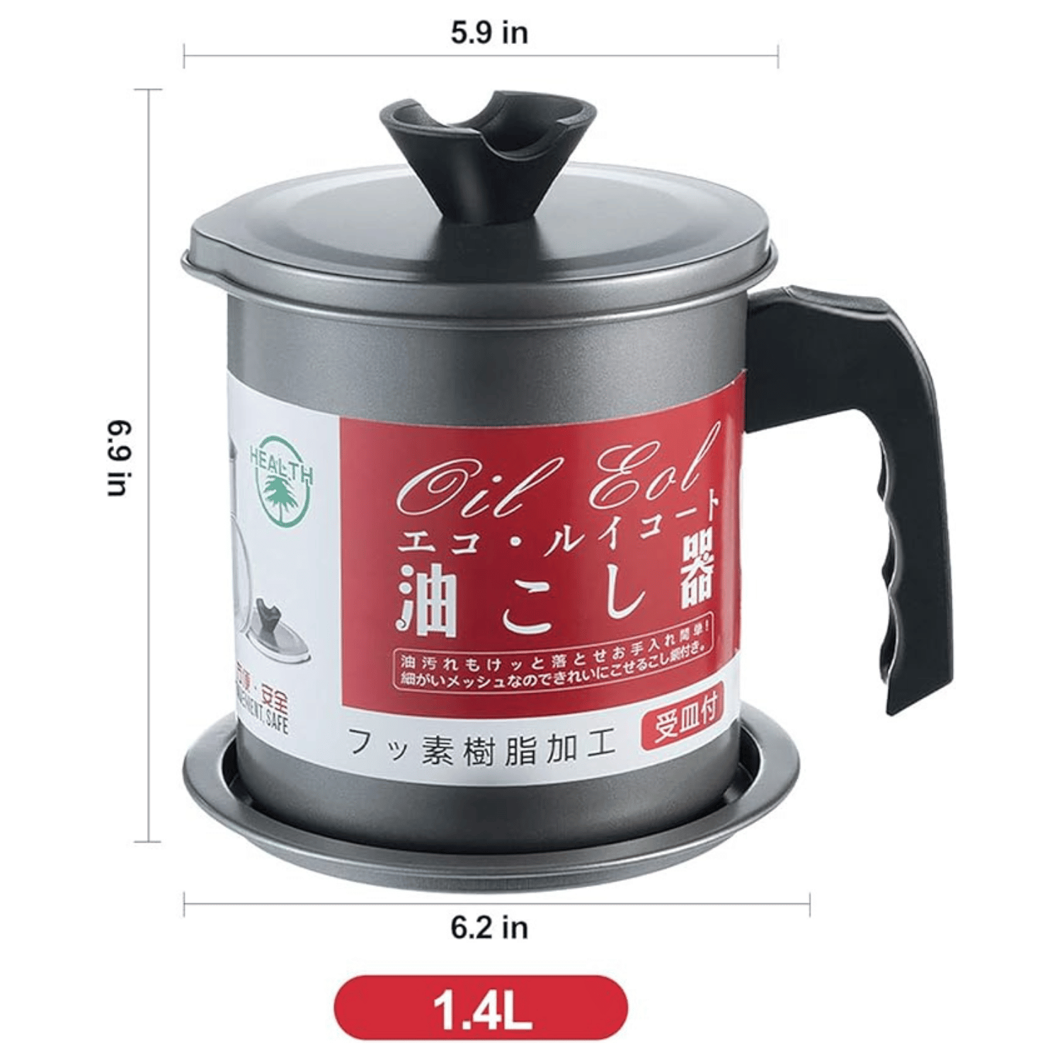 Oil Storage Container with Strainer – 1.4L Grease Keeper for Cooking & Frying