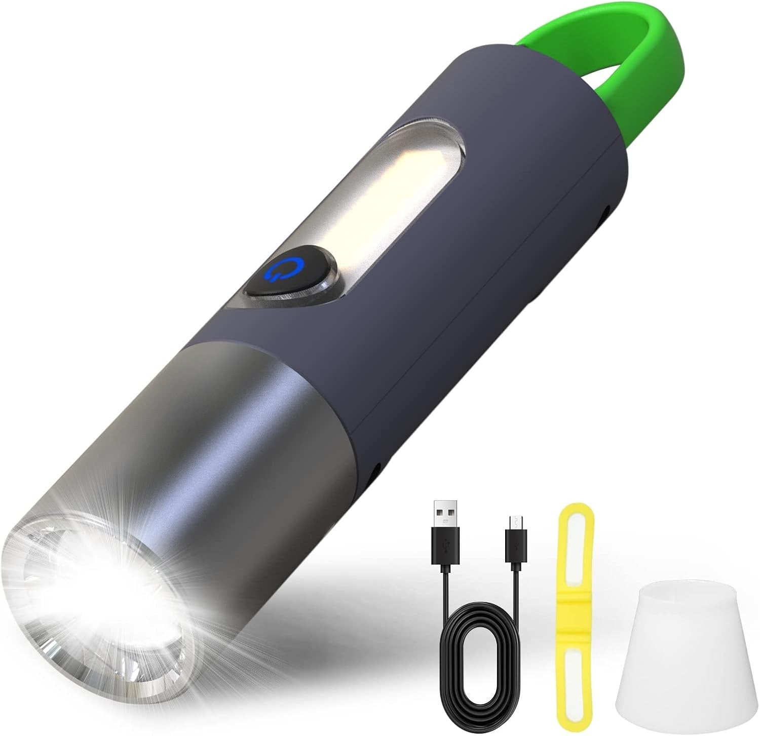 Rechargeable USB-C LED Flashlight – Zoomable, High Lumens, 4 Modes, Side Light
