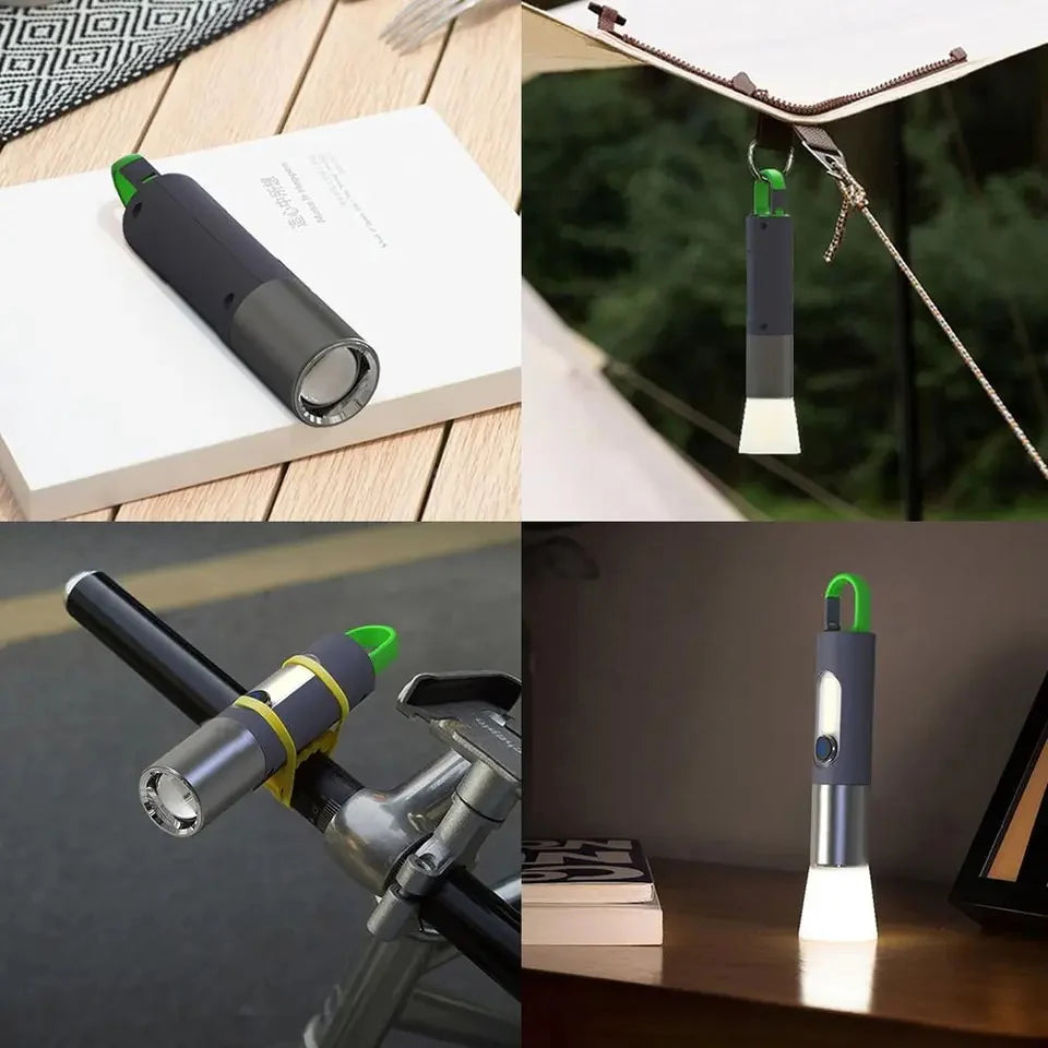 Rechargeable USB-C LED Flashlight – Zoomable, High Lumens, 4 Modes, Side Light