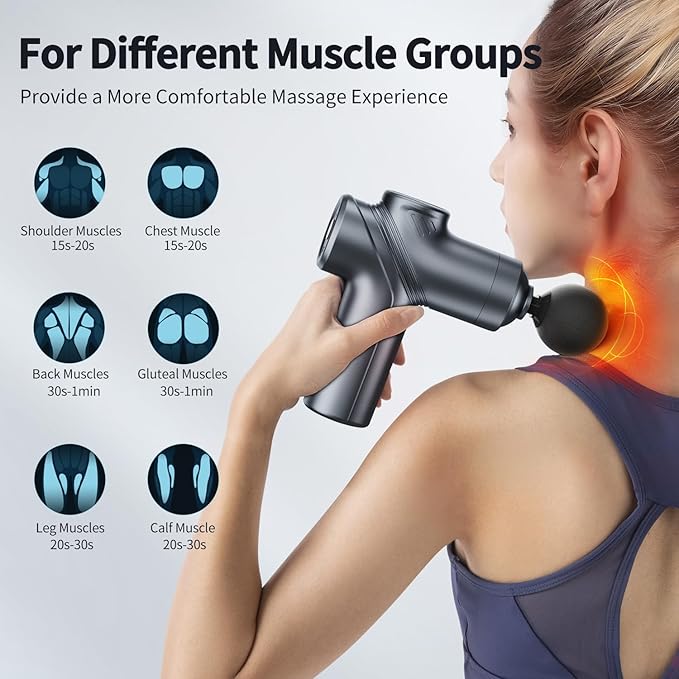 Cordless Deep Tissue Massage Gun – 5 Heads, Quiet & Rechargeable