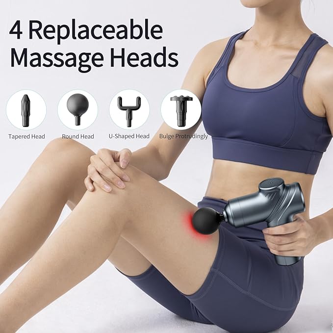 Cordless Deep Tissue Massage Gun – 5 Heads, Quiet & Rechargeable