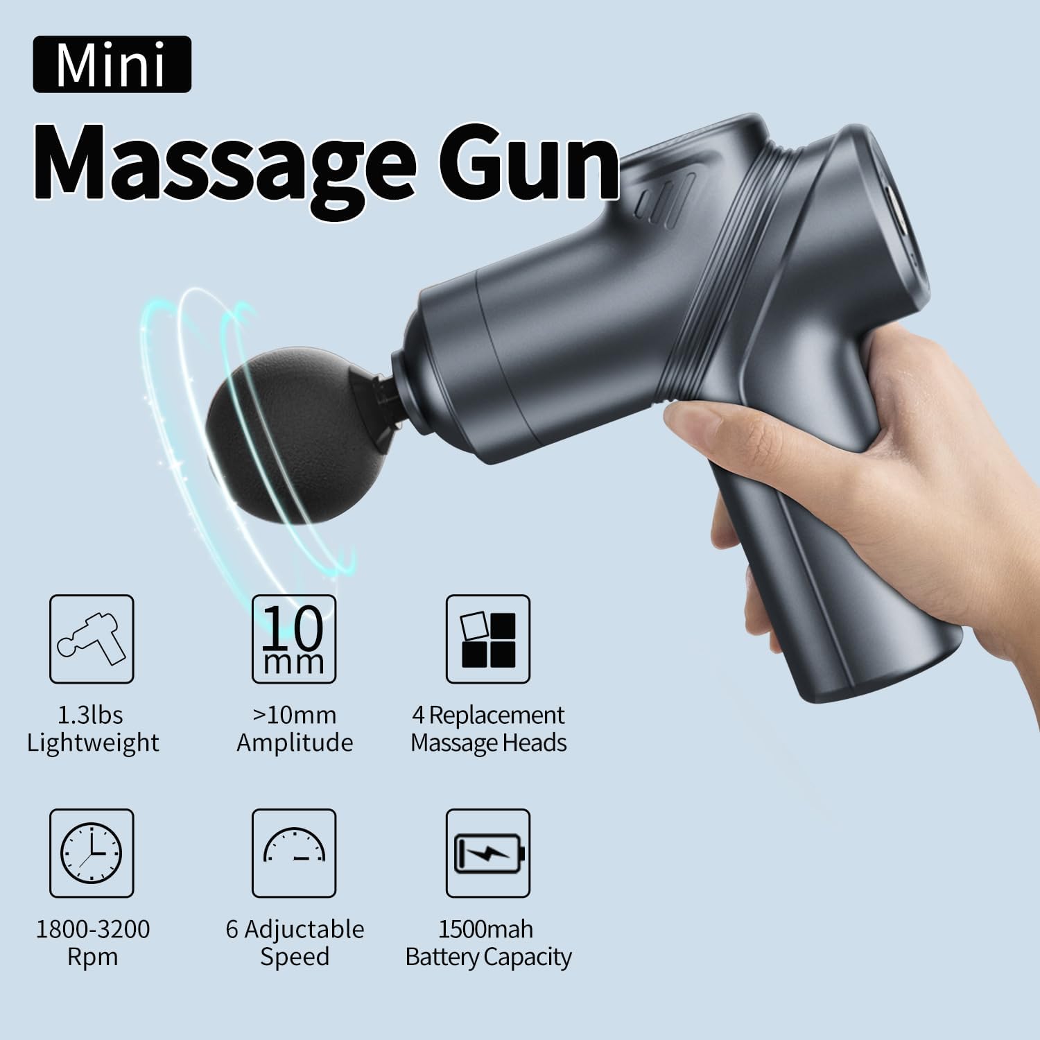 Cordless Deep Tissue Massage Gun – 5 Heads, Quiet & Rechargeable