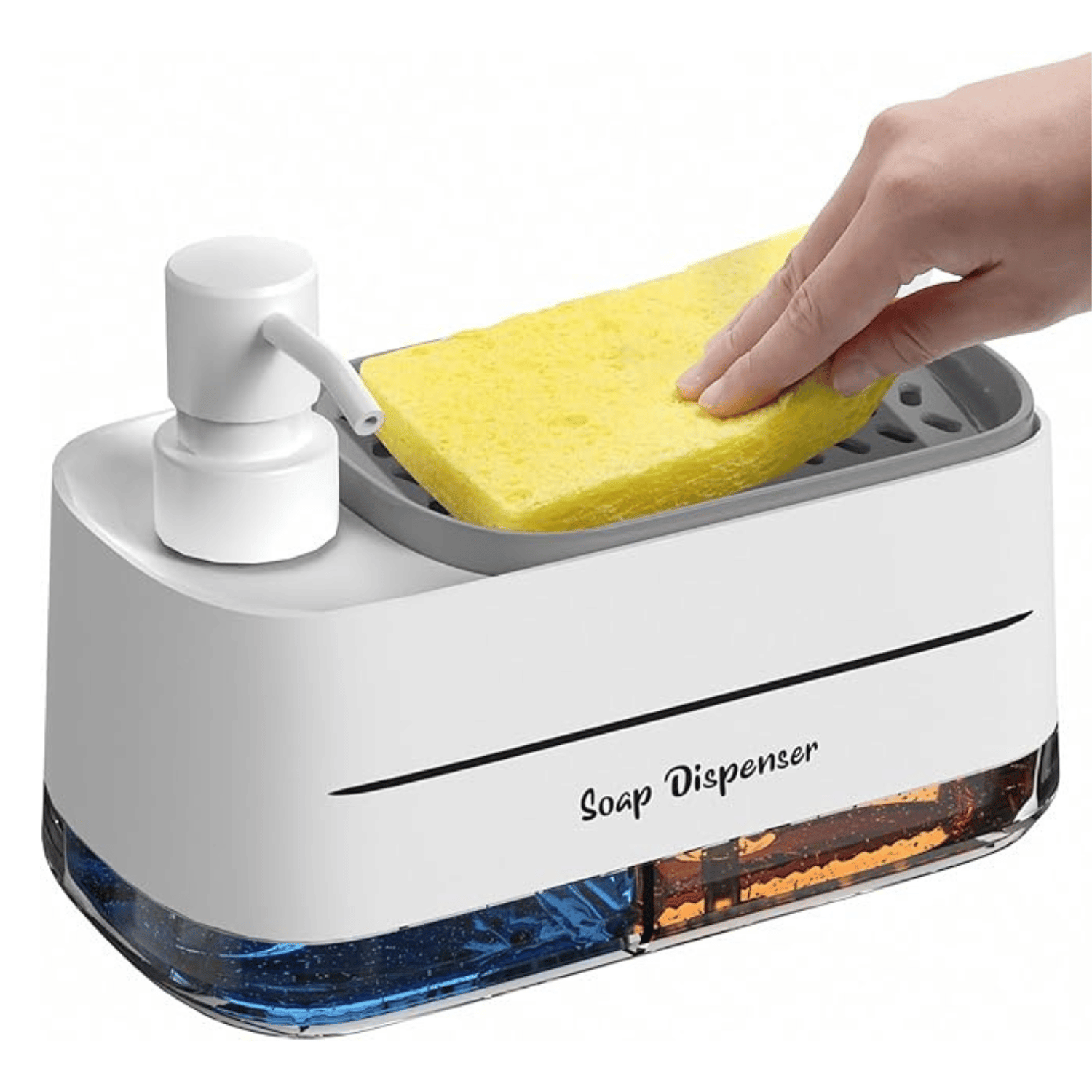 4-in-1 Soap Dispenser Set with Sponge Holder – Dual Pump for Kitchen & Bathroom