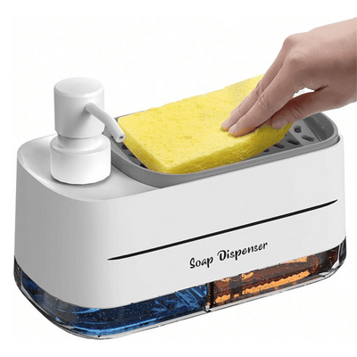 4-in-1 Soap Dispenser Set with Sponge Holder – Dual Pump for Kitchen & Bathroom