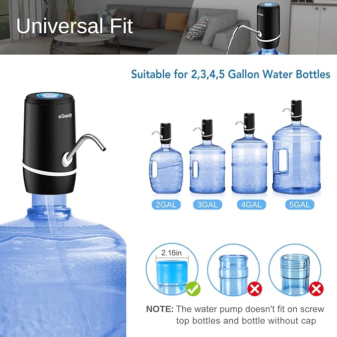 USB Rechargeable Water Pump for 5 Gallon Bottles – Portable Dispenser
