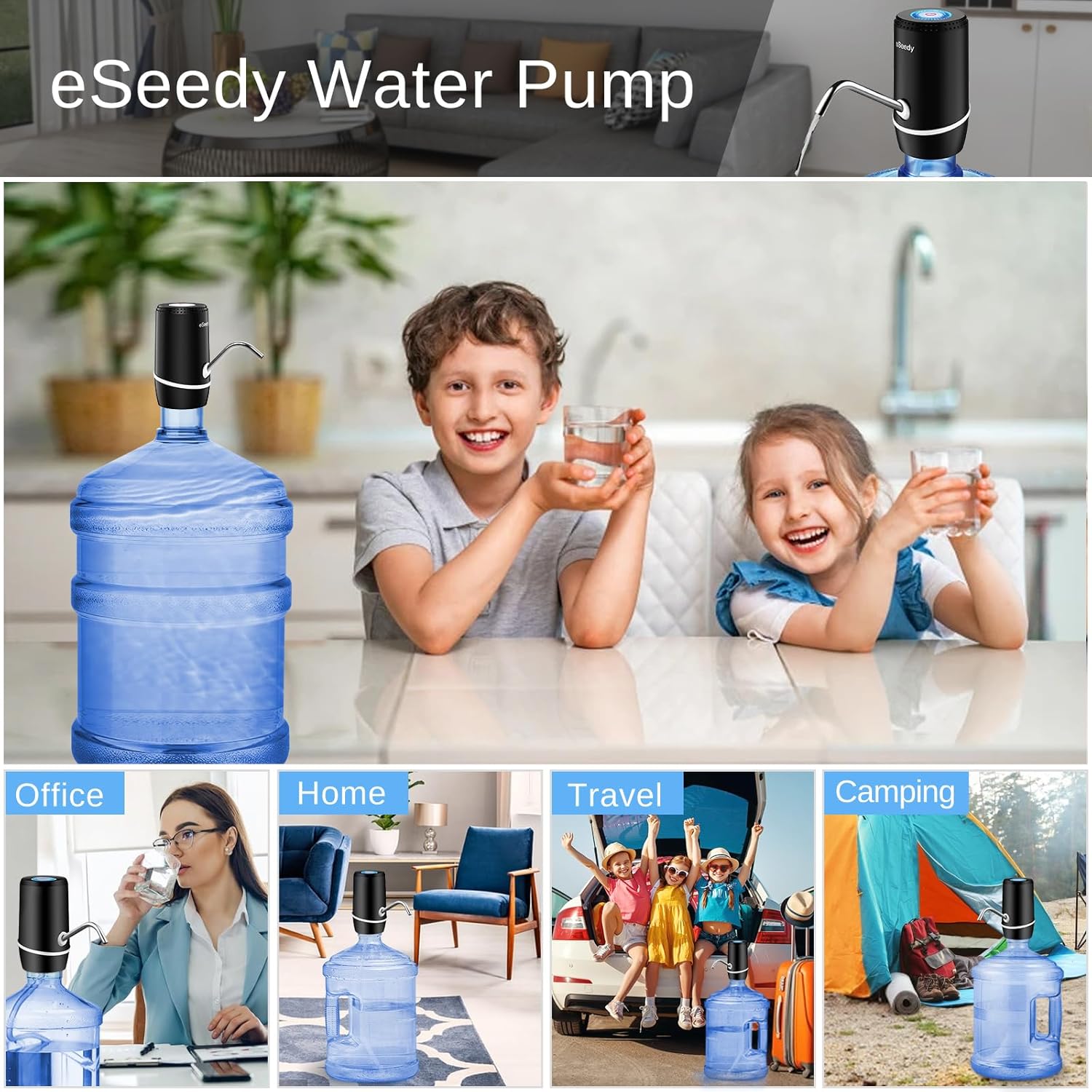 USB Rechargeable Water Pump for 5 Gallon Bottles – Portable Dispenser