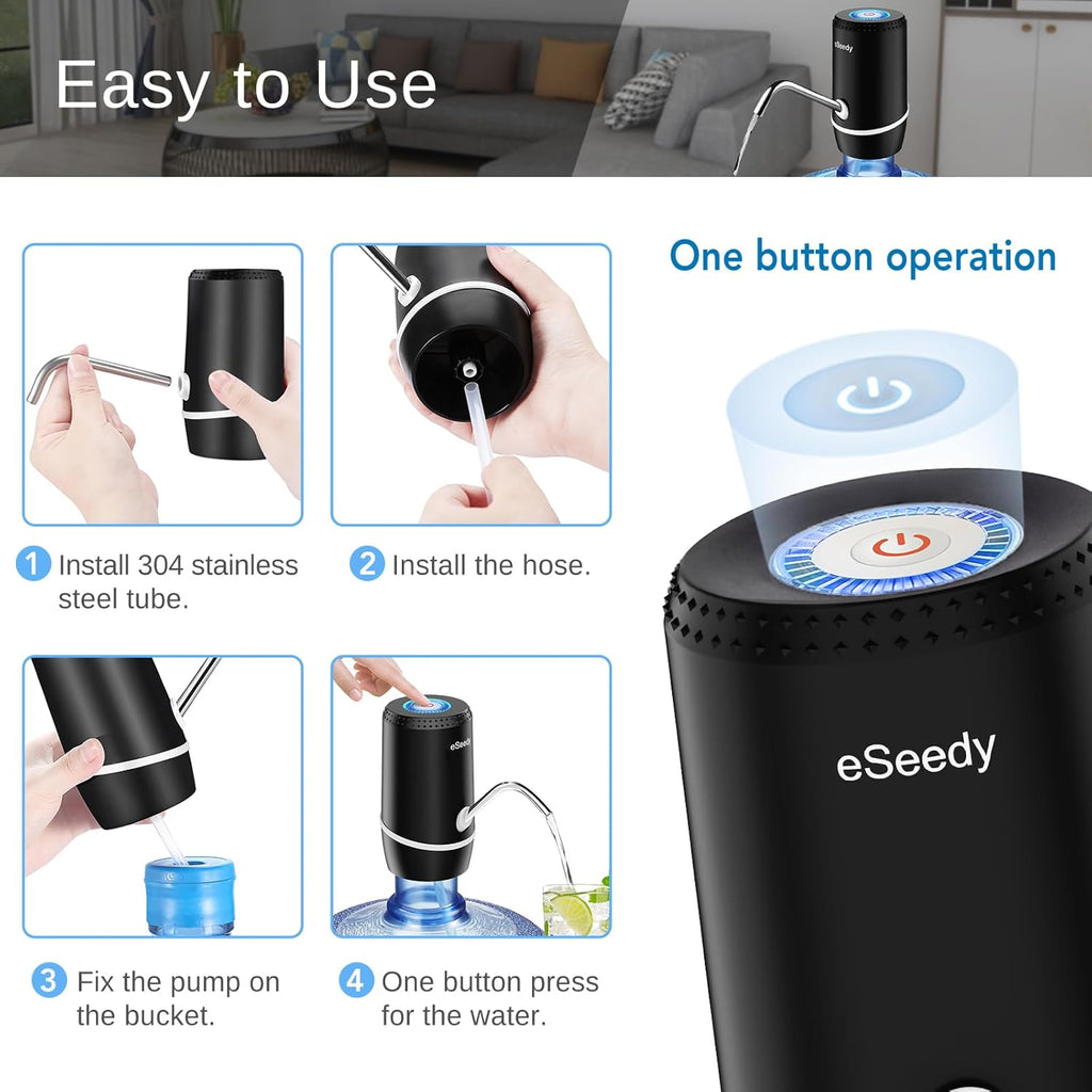 USB Rechargeable Water Pump for 5 Gallon Bottles – Portable Dispenser